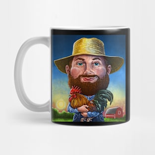 Farmer Holding Rooster Mug